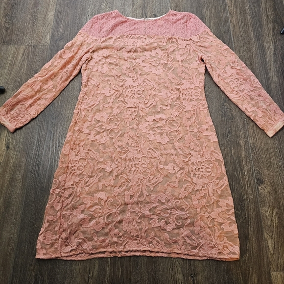 Sundance Lace Semi Sheer Tunic Dress SZ 4 Floral Motif Long Sleeve Romantic - Picture 9 of 14